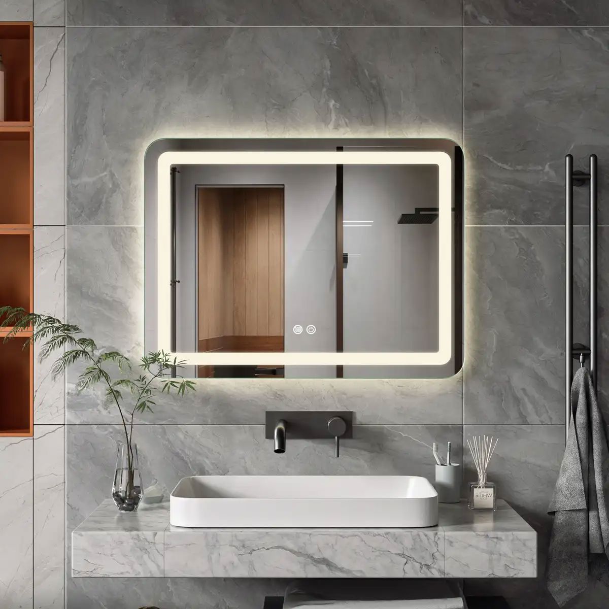 Espejo LED Rectangular Duna Horizontal MirrorOn 60×80 cm Luz Cálida