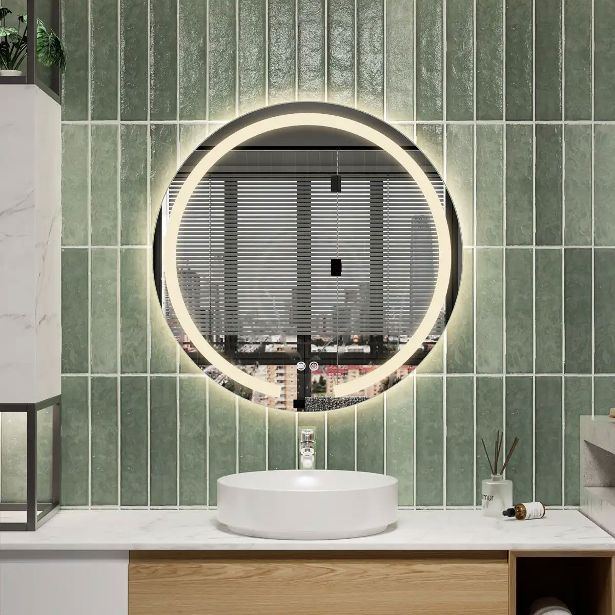 Espejo LED Circular Kora MirrorOn 80×80 cm Luz Cálida